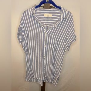 Thread+Supply Grey and White striped Medium shirt